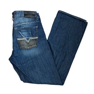 Guess Jeans Mens Size 33 x 32 Straight Leg Cliff Denim Dark Wash Cotton Denim